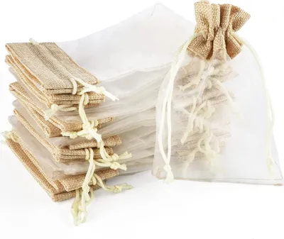 Produktbild von Geschenksäckchen, 30 STK Organzabeutel Organzasäckchen Spleißen Jutesäckchen 10 * 15cm, Organzabeutel Säckchen Geschenkbeutel für Schmuck Hochzeit Party Feiern Weihnachten