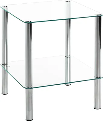 Produktbild von HAKU Beistelltisch chrom - Metall, Sicherheitsglas 5 mm, B/H/T: 39x47x39 cm