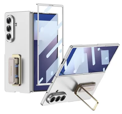 Image de Coque intégrale ultra-fine avec support pivotant pour Samsung Galaxy Z Fold7, couleur argent
