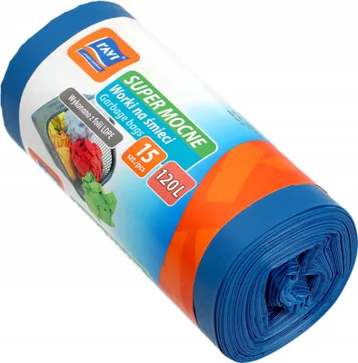 Obrázok produktu pre Vrecia na odpadky – 120 l – extra pevné – 15 kusov – modré