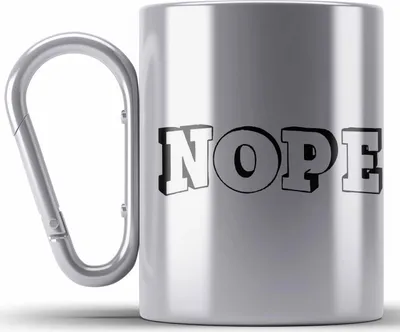 Produktbild von Trendation - Lustige Edelstahl Tasse Karabiner - Nope - Spruch Karabiner Edelstahl Tasse Karabiner Edelstahl Geschenk Kollege Kollegin Mutter Freundin Geschenkidee (Silber)
