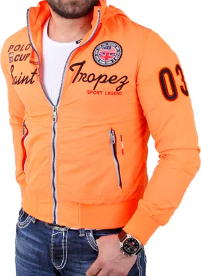 Produktbild von Reslad Jacke Herren "St. Tropez" Windbreaker Übergangs- Regenjacke RS-23A Orange Neon S