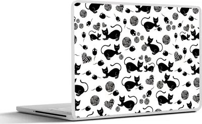Produktbild von MuchoWow® Laptop Aufkleber Sticker Cover Mädchen - Katze - Maus - Muster - Mädchen - Kinder - Kinder - Mädchen 30x22 cm - Laptop-Sticker