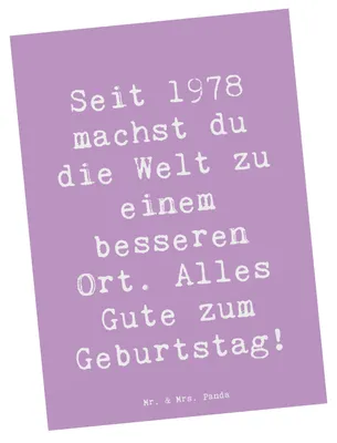 Produktbild von Mr. & Mrs. Panda einzelkarte Spruch 1978 Geburtstag - Lavendeltraum - Geschenk, Alles Gute, Fotokarte, Postkarten, Geburtstagsgeschenk, Seit, Happy Birthday, Jahrgang