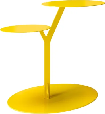 Produktbild von Beistelltisch IROKO mit 2 Ablagen / Metall / Kaffeetisch - Sofatisch - Laptoptisch / Oval 44,5 x 54 x 32 cm / Gelb