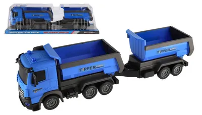Produktbild von Lastwagen mit Anhänger aus Kunststoff (50 cm), mit Schwungrad, im Blister