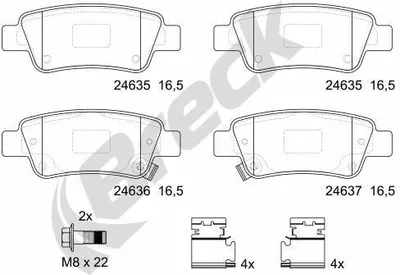 Produktbild von BRECK Bremsbeläge Satz Hinten Bremsklötze für HONDA CR-V III (RE) 24635 00 704 00