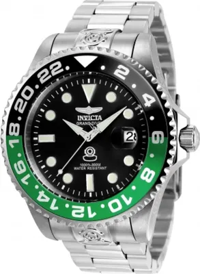 Obrázek produktu pro Invicta Grand Diver 21866 Pánské Hodinky - Automatické Hnutí - Nerezová Ocel s Černým Ciferníkem - 47 mm