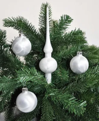 Produktbild von JACK Eislack Glas Christbaumkugeln Set 15x Kugel 6cm + 1x Spitze 25cm Weiß Box