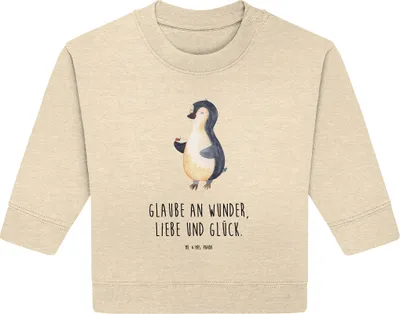 Produktbild von Mr. & Mrs. Panda Organic Baby Pullover Pinguin Marienkäfer 12. - 18. Monat - Natural Raw - Geschenk, Glück, Kleine Wunder, Aufmerksam, Liebe, Bullover