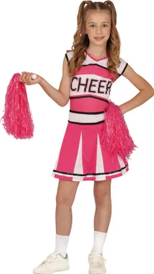 Produktbild von Sportliche Cheerleader Karneval Verkleidung Kinderkostüm Pink Weiß Energiefreude Kostümdesign Fun Dress Up Accessoire Toller Look, Größe: 98/104 Farbe: Pink