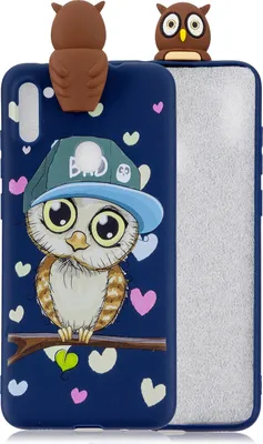Produktbild von Für Samsung A11 Soft TPU Back Cover 3D Cartoon Malerei Handy Fall Shell Royal Blue Owl