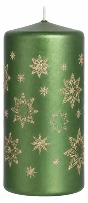 Produktbild von Weihnachtskerzen Stellato Grün Matt 12 x 6 cm, 4er Set