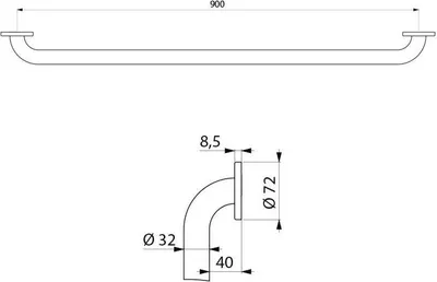 Immagine prodotto di Maniglione Delabie D32 L900mm Edst. sat.