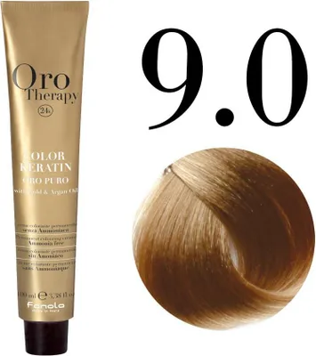 Produktbild von Fanola Oro Therapy 9.0 Very Light Blonde, Blond, Very Light Blonde, Frauen, 100 ml, Alle Haare, Farbspeichernd, Lang anhaltend, Glanz, Weichmachend