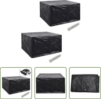 Image de The Living Store Housses de meubles de jardin 2 pcs 6 personnes Poly Rattan 8 oeillets