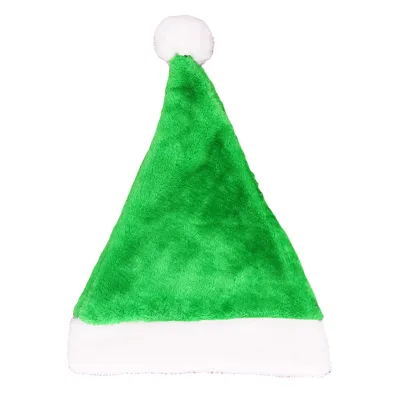 Produktbild von Weihnachtshut Multi-Colors Klassische weiße Band warme weiche Kostümzubehör bequeme Erwachsene Santa Claus Short Plüschhut Partyzubehör-Grün