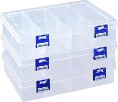 Obrázok produktu pre Priehľadná plastová organizérska krabička na šperky a korálky, sada 3 ks