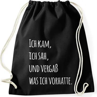Produktbild von Turnbeutel Spruch Ich kam ich sah und vergaß was ich vorhatte Gymbag Moonworks® schwarz unisize