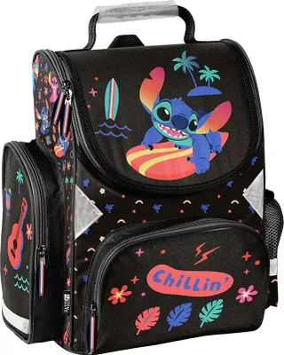 Produktbild von Schulranzen für Jungen und Mädchen - Schul-Rucksack für Kinder mit Federmäppchen - Schuhbeutel und Hausaufgabenheft - Lilo und Stitch Motiv