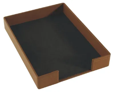 Produktbild von LÄUFER Leder Briefkorb Scala in Cognac für DIN A4 Dokumente, 255 x 55 x 350 mm