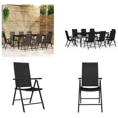 Produktbild von vidaXL 9 tlg. Garten Essgruppe Schwarz - Garten-Essgruppe - Garten-Essgruppen - Essgruppe - Sitzgruppe