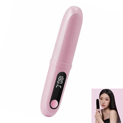 Produktbild von Mini Glätteisen,Tragbarer Mini Haarglätterbürste,3-stufige Temperaturregelung,Anti-Verbrühungs-Design ,für Unterwegs & Reise, wiederaufladbare