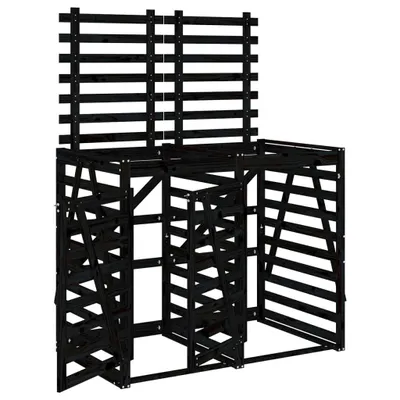 Produktbild von vidaXL Mülltonnenbox für 2 Tonnen Schwarz Massivholz Kiefer