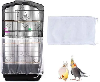 Produktbild von Famanu Vogelkäfignetz - Waschbar - Schutznetz für Vogelkörbe - Weiß
