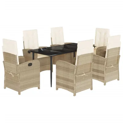 Image de vidaXL Ensemble de jardin 7 pièces avec coussins Beige Poly rotin