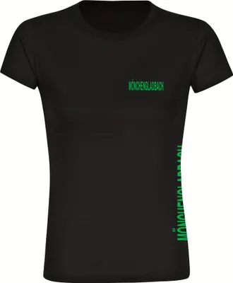 Produktbild von multifanshop Damen T-Shirt - Mönchengladbach - Brust & Seite, schwarz, Größe 3XL