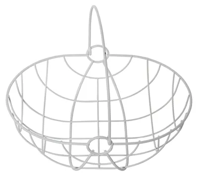 Obstschale mit Henkel, Metall, Weiß, 29x22x12/24,5 cm