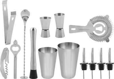 Produktbild von 14 Stück Edelstahl-Cocktail-Shaker Mixer Trinker Trinker Werkzeug Bar Geschenk (600450ml)