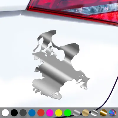 Produktbild von PantherPixel Insel Rügen Aufkleber Umriss Kontur Ostsee Sticker Auto Geschenkidee Farbe Chrom-Silber