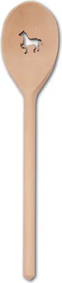 Produktbild von Kochlöffel, oval, mit Motiv Pferd, aus Holz 30 cm