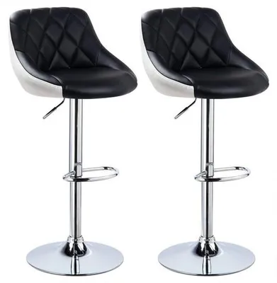 Immagine prodotto di Sgabelli da bar ergonomici in Pelle finta - Set da 2 - Cucina - Nero - Regolabili in altezza - Altezza della seduta 60-82 cm