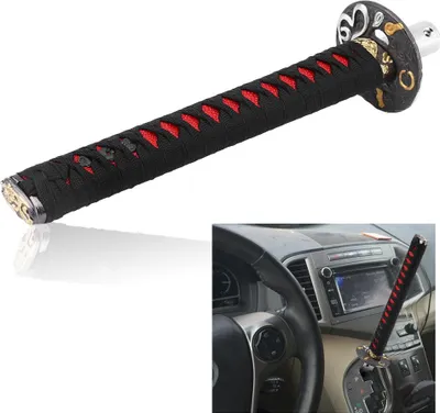 Obrázek produktu pro Univerzální japonský meč Car Gear Shift Knob Shifter se 4 adaptéry Black Red