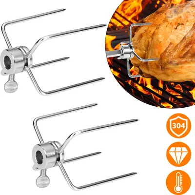 Produktbild von UISEBRT 2 Stück Fleischklammer Für Drehspieß Edelstahl Fleischnadeln Für BBQ Grillspieß fleischnadeln Drehspieß Grill Grillzubehör