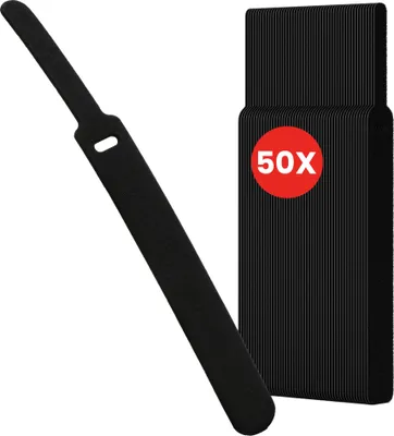 Immagine prodotto di LABEL THE CABLE LTC PRO Basic Straps, fascette in velcro, nero, confezione da 50 pezzi
