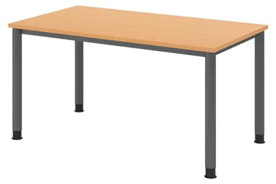 Produktbild von bümö Schreibtisch Serie-H - Nachbildung: Buche, Gestell: Graphit, Größe:  140 x 80 cm