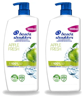 Produktbild von 2 x Head & Shoulders Anti-Schuppen Shampoo Apple Fresh mit Pumpspender 1000 ml - Vorteilspackung - 2 Stücke