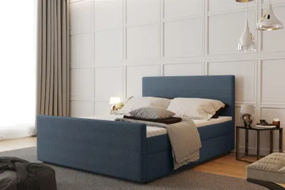 Produktbild von Boxspringbett Schlafzimmerbett CARO 120x200cm Stoff Scala Marineblau