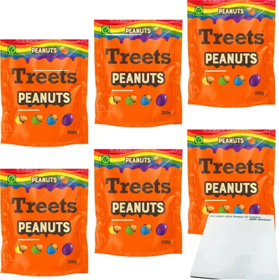 Produktbild von Treets Peanuts Rainbow 6er Pack (6x250g Packung) + usy Block