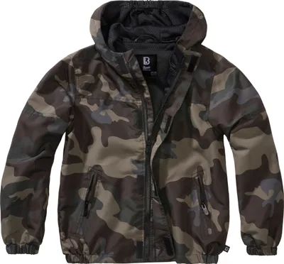 Produktbild von Brandit Kinder Sommer Frontzip Windjacke Größe 170/176 Farbe Dunkles Tarnmuster