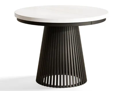 Imagen del producto de Mesa Comedor Extensible Nero, Patas Metálicas, Mesa de Comedor Redonda, Mesa de Salón, 100 cm, Blanco