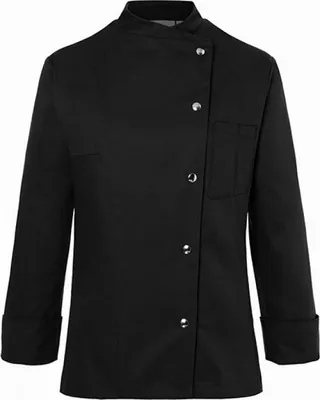 Produktbild von KARLOWSKY Damen Kochjacke LARISSA Druckknöpfe Modern-Fit Schwarz 50