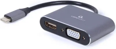 Produktbild von Gembird USB-C Adapter mit HDMI und VGA, spacegrau