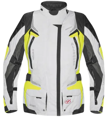 Imagen del producto de Chaqueta textil impermeable para motocicletas, modelo "Allround" de Germot, para mujer, color /gris/amarillo fluorescente, talla 54