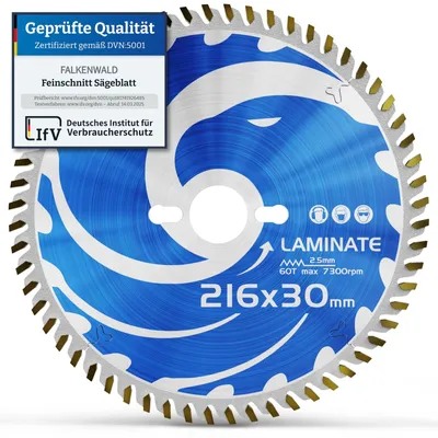 Immagine prodotto di FALKENWALD, lama circolare da 216 x 30 mm, ideale per tagli di precisione su laminato