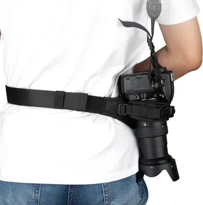 Produktbild von Verstellbarer, vibrationsdämpfender Kameragurt mit Schnellverschluss für DSLR- und SLR-Kameras – Schwarz, 150 cm